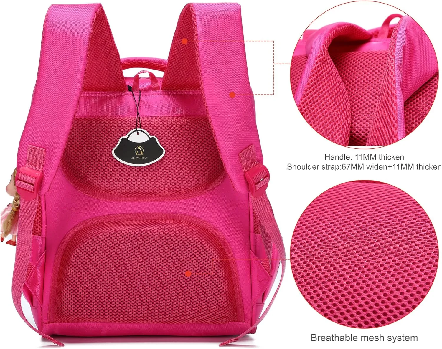 AO ALI VICTORY Girls Backpacks, Waterproof Cute Backpack for Kids Toddler Girl Preschool Bookbags Elementary School Bags