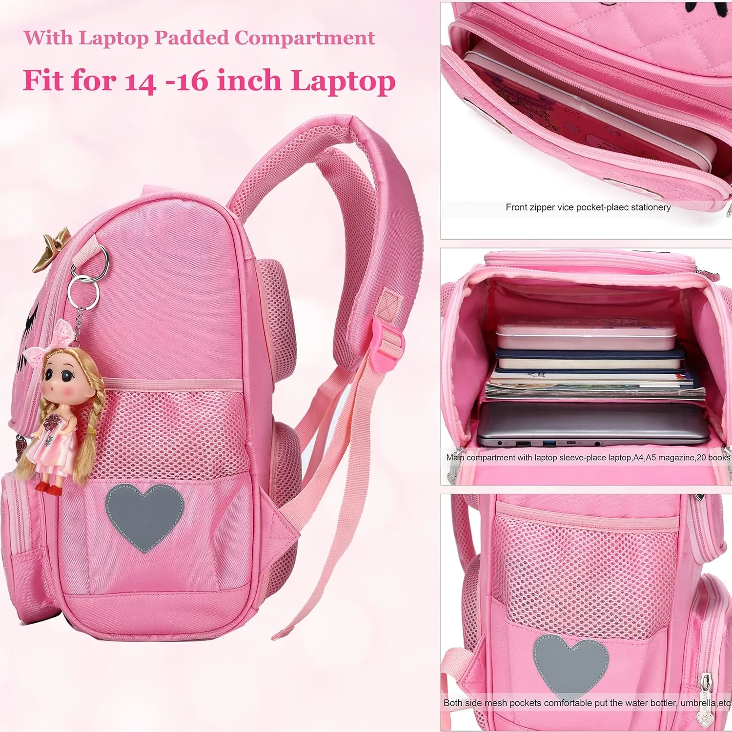AO ALI VICTORY Girls Backpacks, Waterproof Cute Backpack for Kids Toddler Girl Preschool Bookbags Elementary School Bags