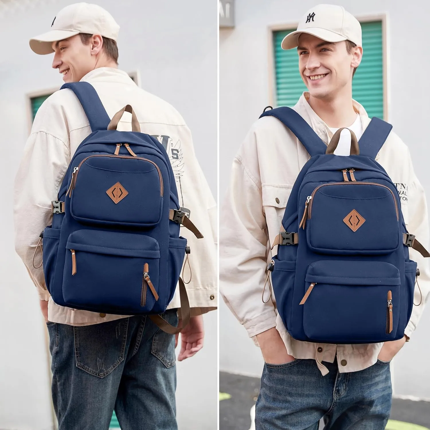 AO ALI VICTORY laptop backpack 15.6 inch anti theft travel backpacks for men and women large college bookbag work business daypack middle high school bag for girls boys teens students blue