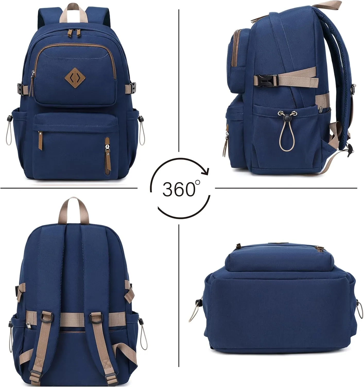 AO ALI VICTORY laptop backpack 15.6 inch anti theft travel backpacks for men and women large college bookbag work business daypack middle high school bag for girls boys teens students blue