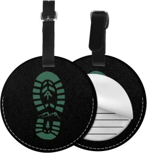 Appalachian Trail Marker Hike Hiker Round Leather Luggage Tags for Travel Bags Backpacks Handbags,3.7in
