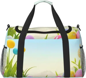 April Easter Travel Duffel Bag Lightweight Waterproof Carry On Tote Bag Foldable Weekender Overnight Bags Sport Gym Bag For Women Men