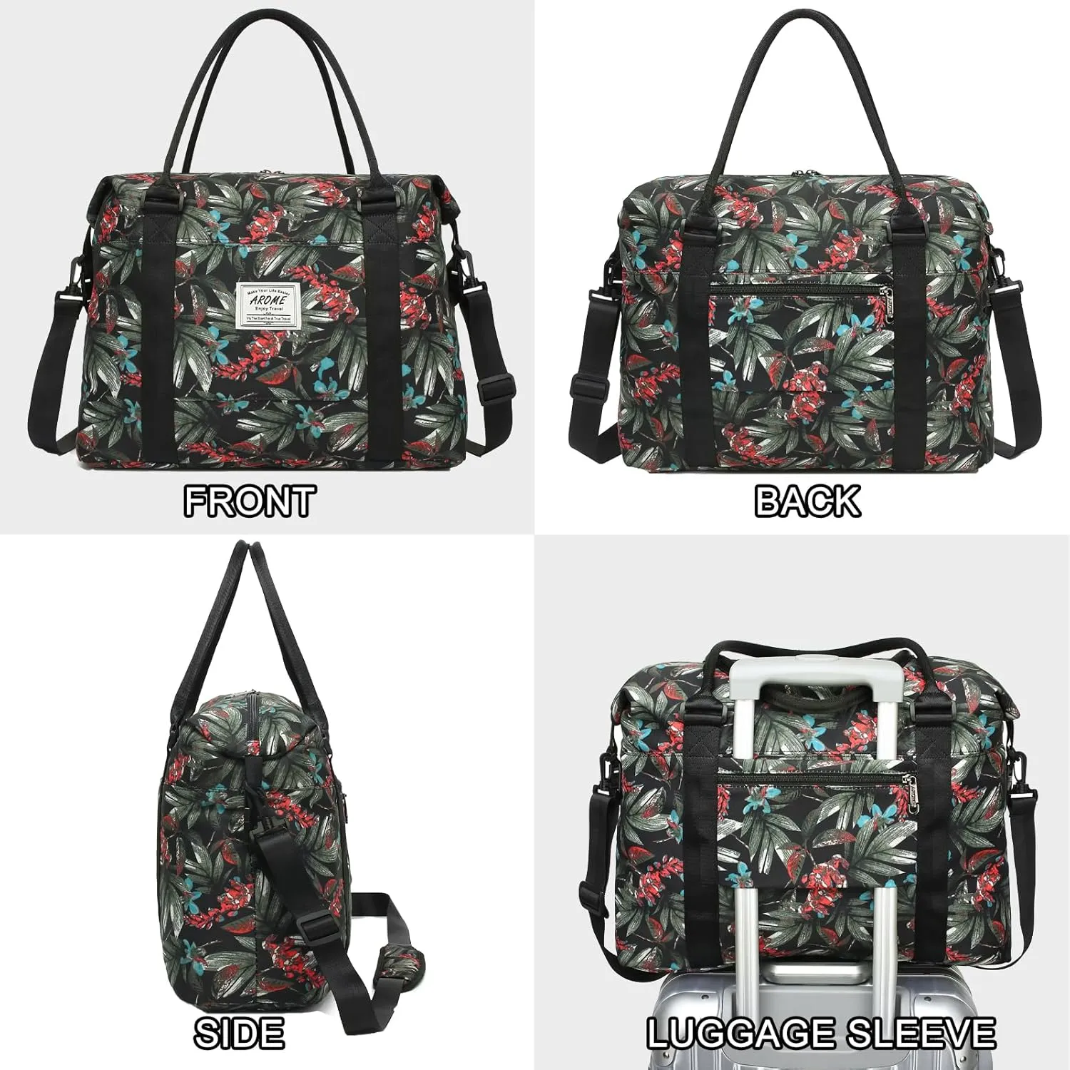 AROME Weekender Bags for Women, Travel Duffel Bag Overnight Weekend Bag Sports Gym Tote Bag with Wet Pocket & Flight Approved