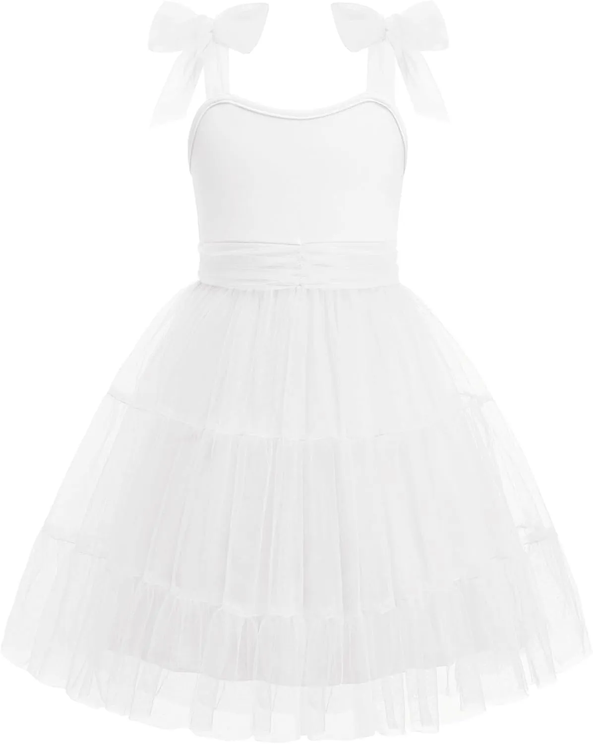 Arshiner Girls Dresses Summer Sleeveless Bow-Tie Straps Formal Fancy Party Birthday Tulle Dress