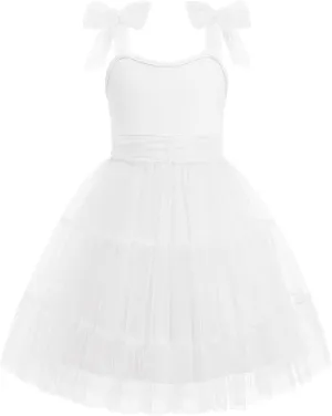 Arshiner Girls Dresses Summer Sleeveless Bow-Tie Straps Formal Fancy Party Birthday Tulle Dress