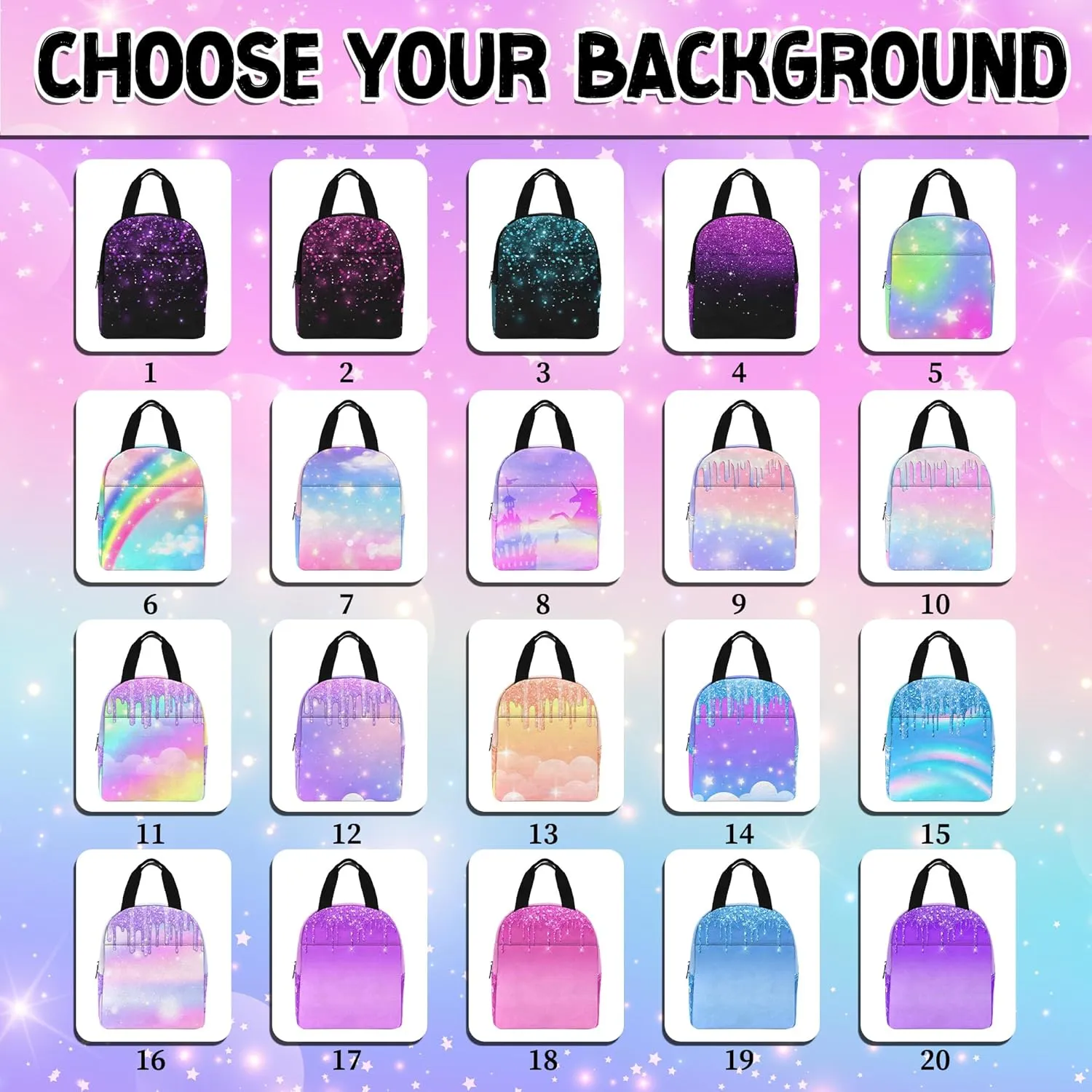 Artsadd Custom Name School Bag for Niece, Nephew, Customized Purple and Pink Shoulder Bag Backpack for Boys Girls Students Personalized Zipper Book-bags with Lunch Bag Set