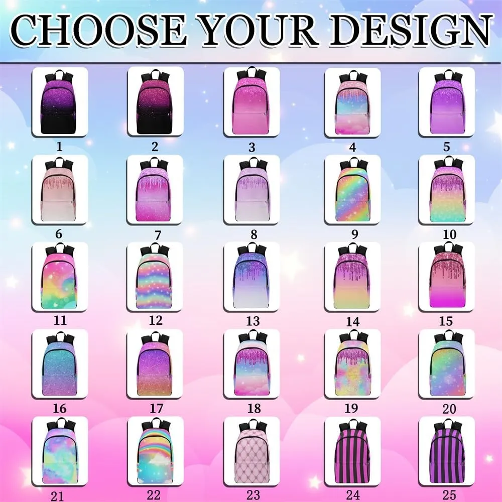 Artsadd Personalized Backpacks for Girls with Name, Custom Rainbow School Bags with Lunch Box Set for Daughter Customized Shoulders Bags with Name for School