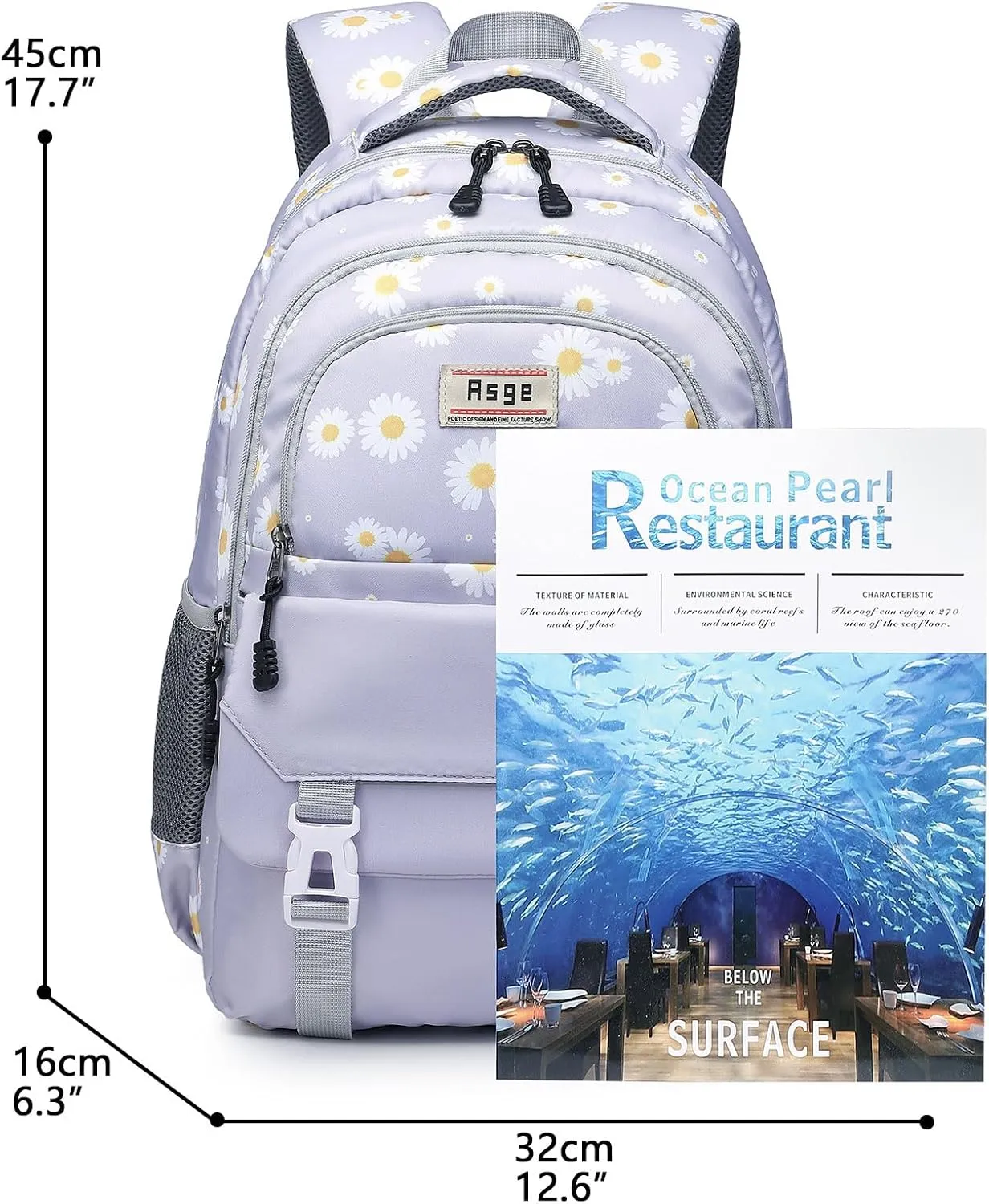 Asge Backpack for Girls Backpack Teenage School Backpack College Bookbag for Kids Casual Daypack with Lunch Box