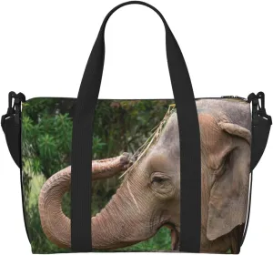 Asia Elephant Travel Bag Weekender Bags for Women Men Carry on Overnight Bag Tote Bag Yoga Gym Bag With Adjustable Straps for Gym, Work, Personal Items