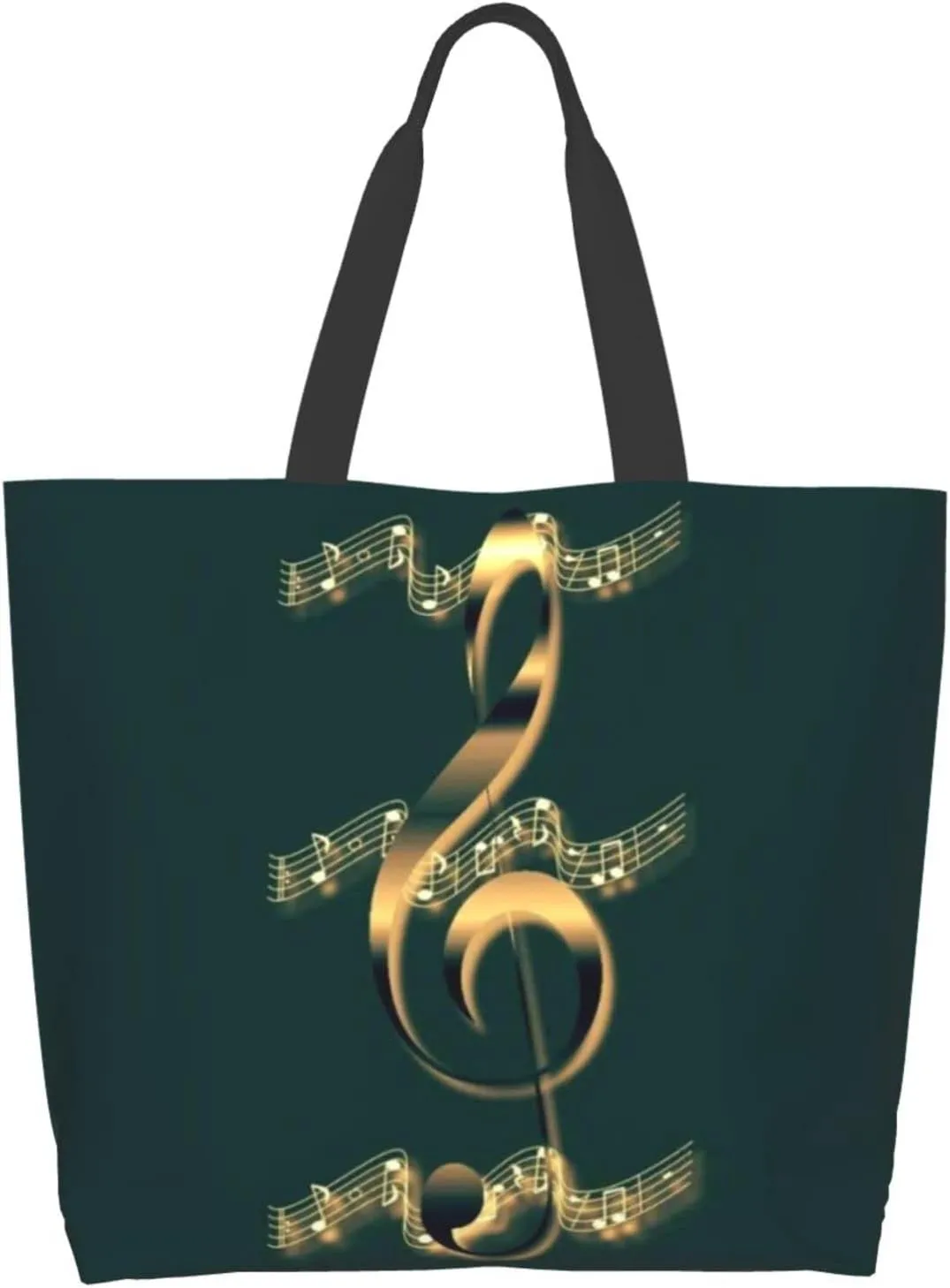 ASYG Music Tote Shoulder Bag Music Notes Bags Storage Handle Shopping Bag Portable Concert Bag