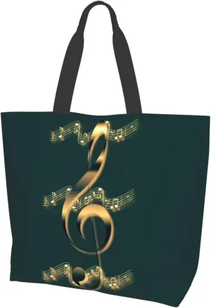 ASYG Music Tote Shoulder Bag Music Notes Bags Storage Handle Shopping Bag Portable Concert Bag