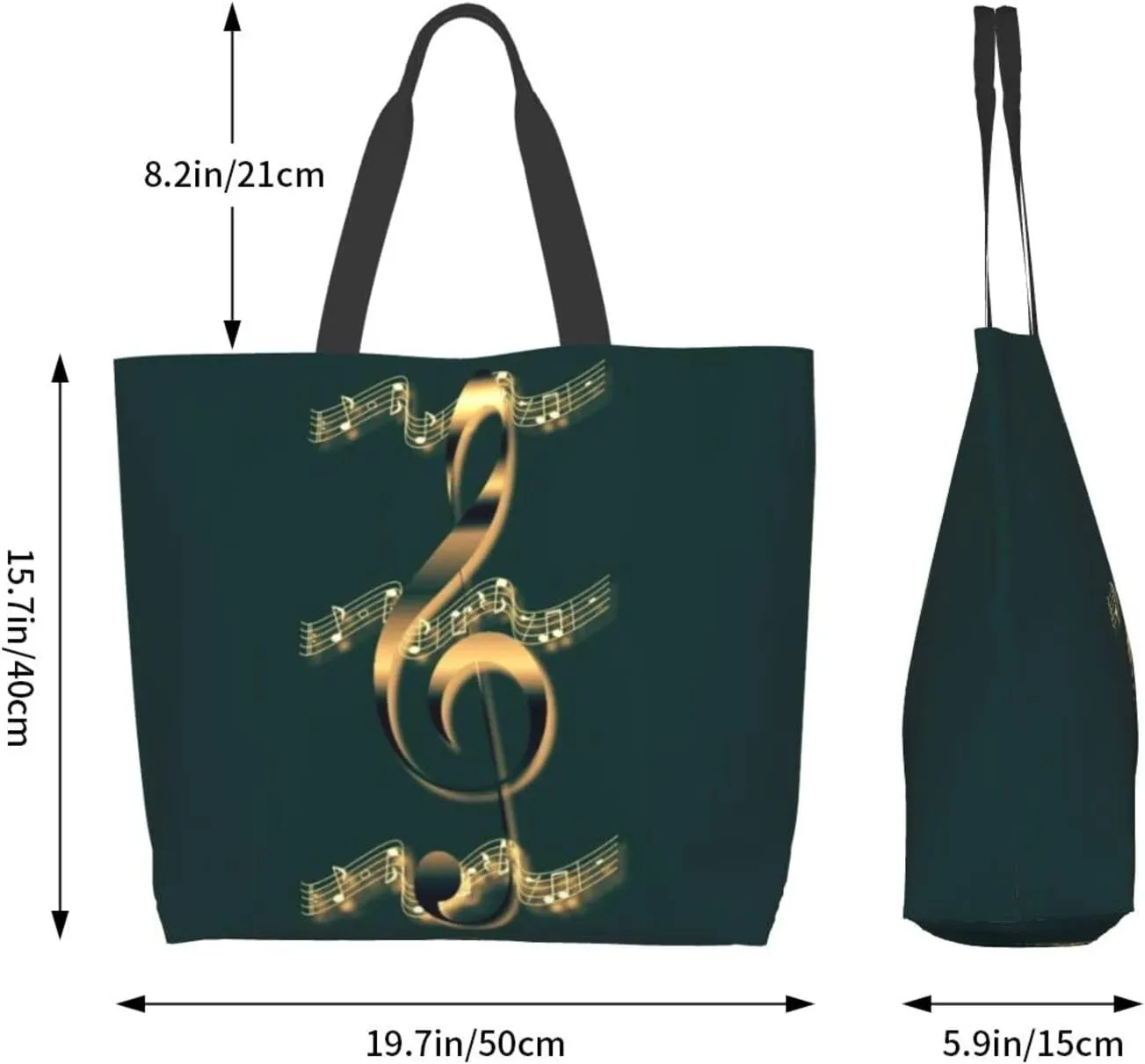 ASYG Music Tote Shoulder Bag Music Notes Bags Storage Handle Shopping Bag Portable Concert Bag