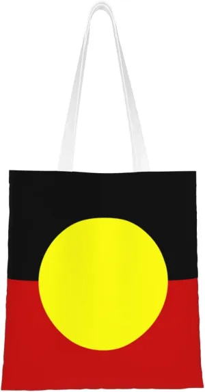 Australian Aboriginal Flag Tote Bag for Women Canvas Shopping Bags Reusable Large Capacity Casual Shoulder Handbags Grocery Bags DIY Gift Bags