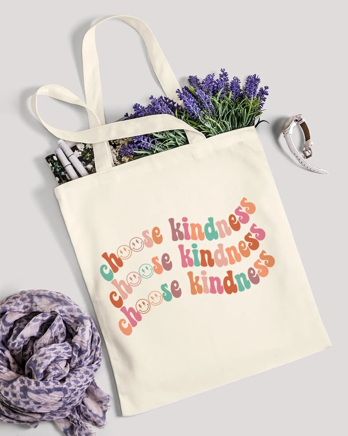 AUSVKAI Canvas Tote Bag Aesthetic Cute For Women College Grocery Bag Cotton Cloth Beach Totes Gift