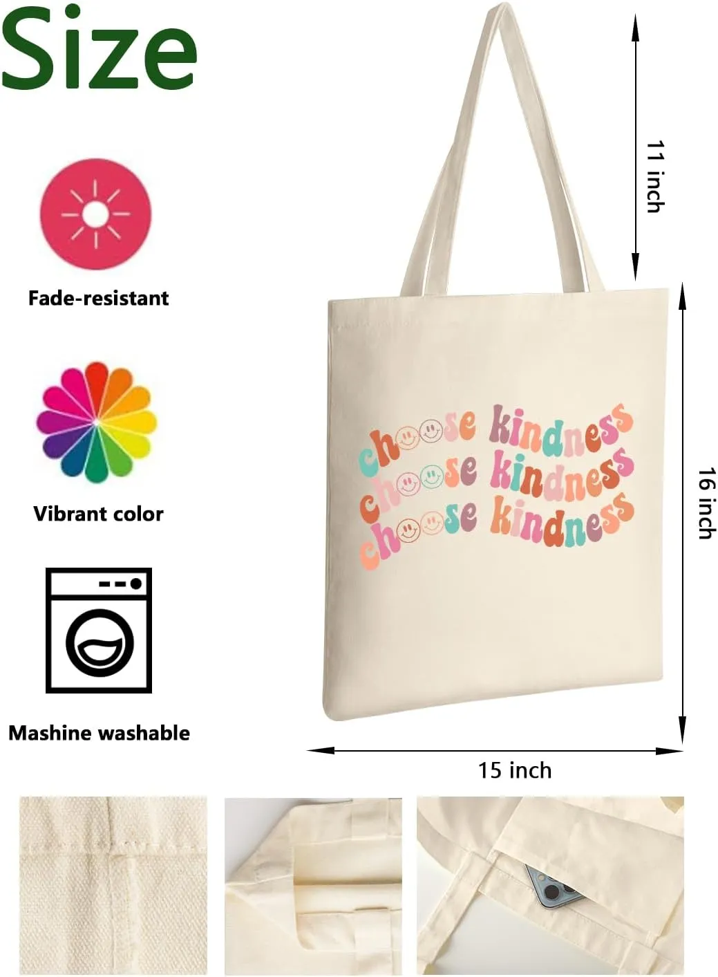 AUSVKAI Canvas Tote Bag Aesthetic Cute For Women College Grocery Bag Cotton Cloth Beach Totes Gift