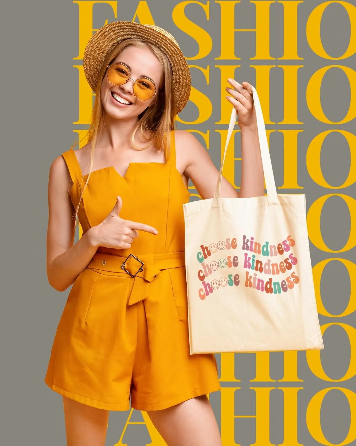 AUSVKAI Canvas Tote Bag Aesthetic Cute For Women College Grocery Bag Cotton Cloth Beach Totes Gift