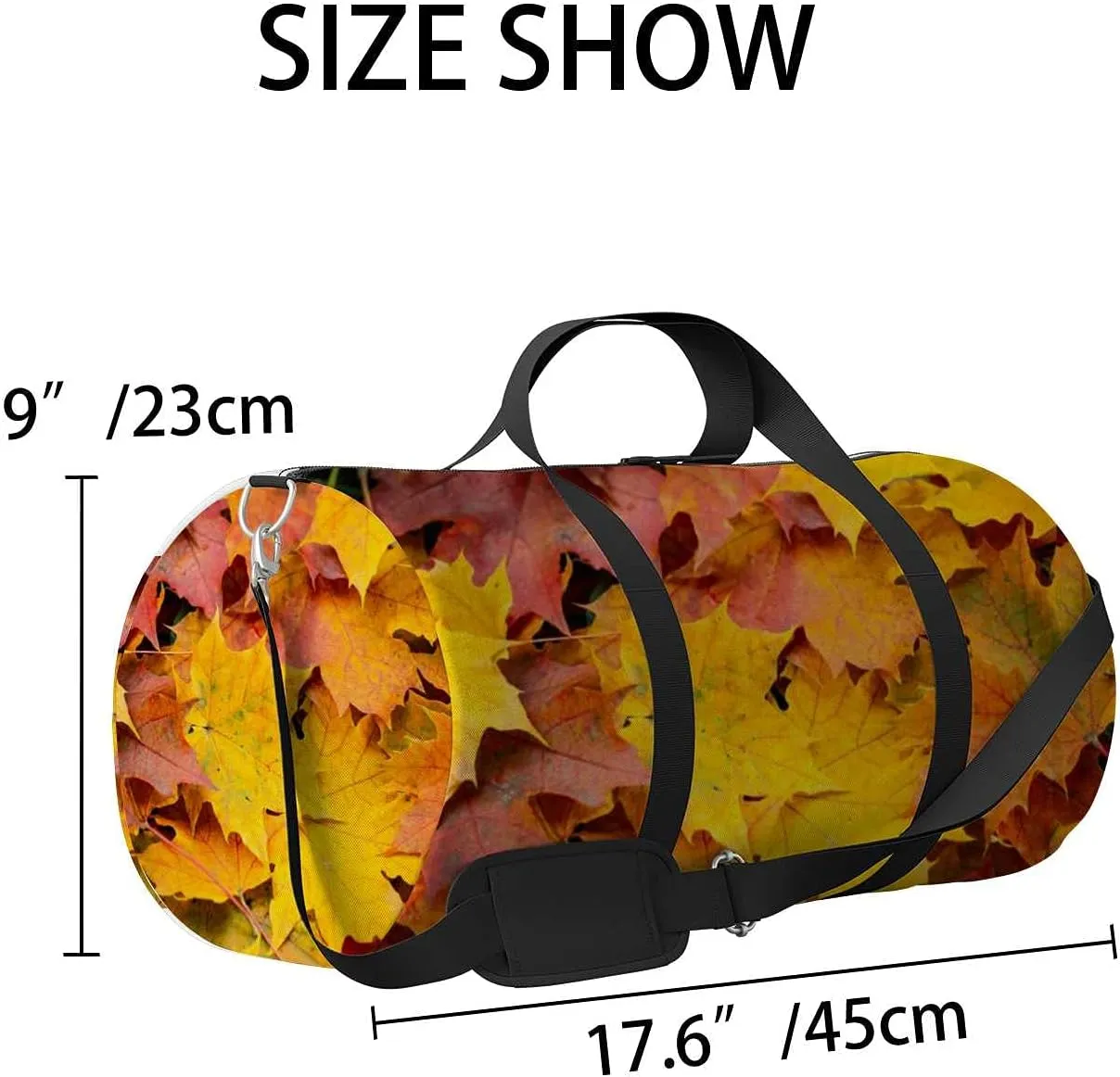 Autumn Leaves Sports Duffel Bag Travel Gym Tote Bags Lightweight Durable Shoulder Strap Waterproof Polyester Outside Mesh Pocket Overnight Trip Duffel Bag for Women Men