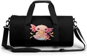 Axolotl with Potato Chips Gym Bag Lightweight Carry On Duffel Bag Athletic Sports Travel Bag Weekender Bag for Men Women