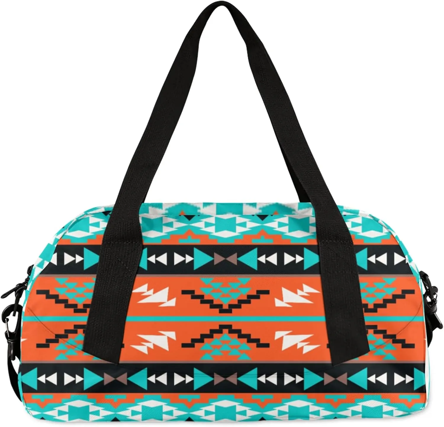 Aztec Pattern Kids Duffel Bag Lightweight Waterproof Sports Gym Bag with Front Zipper Pocket Foldable Weekender Overnight Bag for School Practice Gymnastic Ballet
