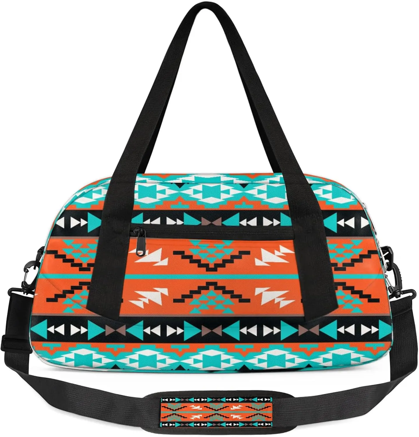Aztec Pattern Kids Duffel Bag Lightweight Waterproof Sports Gym Bag with Front Zipper Pocket Foldable Weekender Overnight Bag for School Practice Gymnastic Ballet