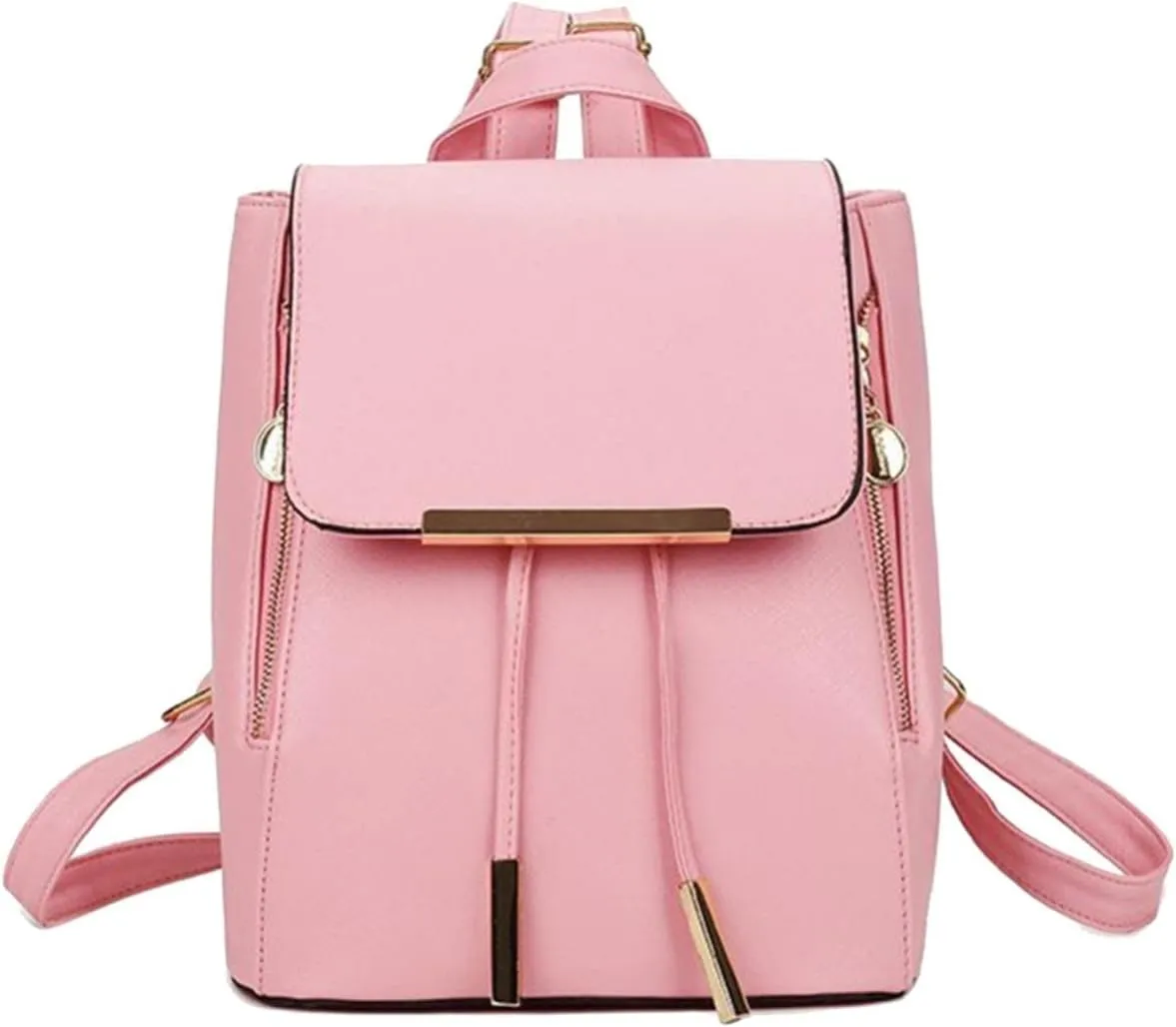 Back To School Backpacks Leisure Flip Backpack Bag PU Leather Shoulder Bag School Travel Backpack (Red, One Size)