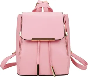 Back To School Backpacks Leisure Flip Backpack Bag PU Leather Shoulder Bag School Travel Backpack (Red, One Size)