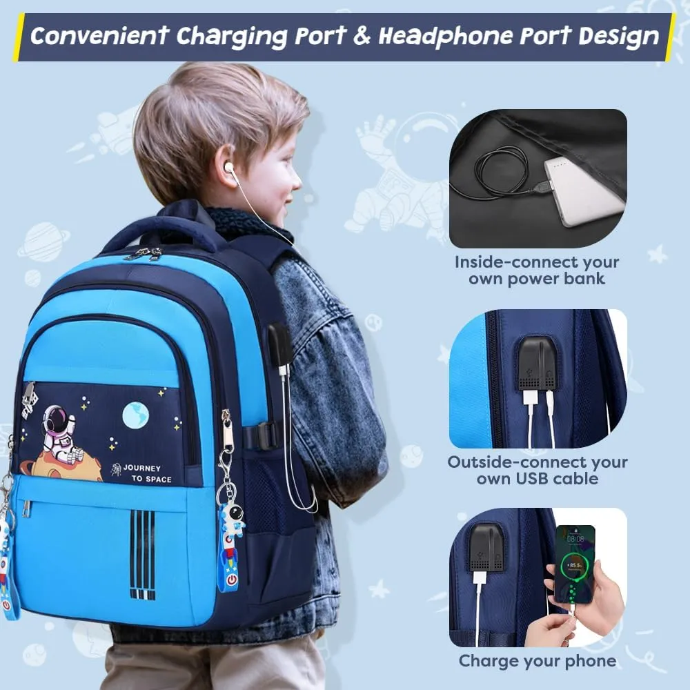 Backpack for Boys - Boy Backpack Schoolbag for Boys Kids Teens Girls Elementary Middle School Bags, Waterproof Lightweight Kids Bookbag Backpacks Casual Daypack with Lunch Bag Set