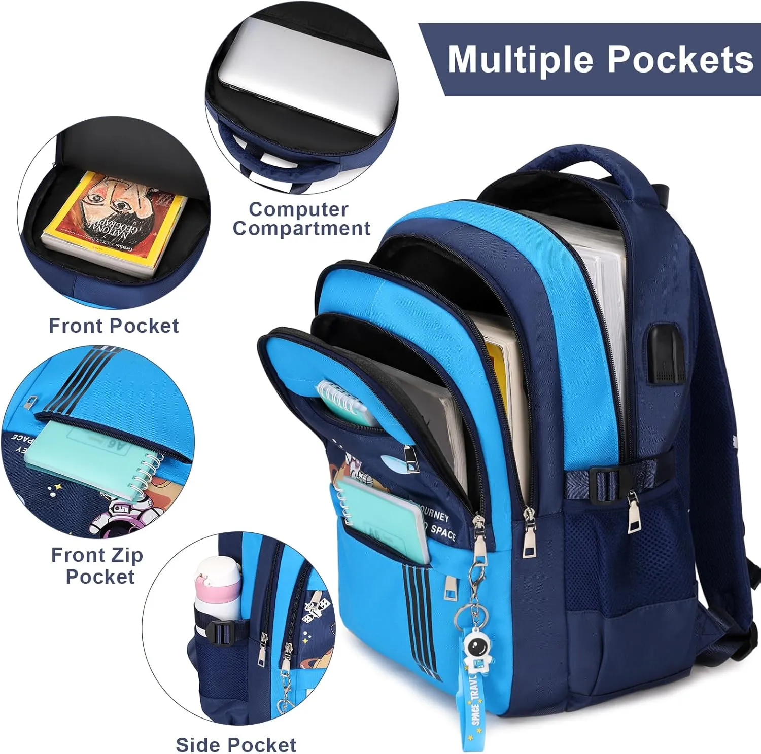 Backpack for Boys - Boy Backpack Schoolbag for Boys Kids Teens Girls Elementary Middle School Bags, Waterproof Lightweight Kids Bookbag Backpacks Casual Daypack with Lunch Bag Set