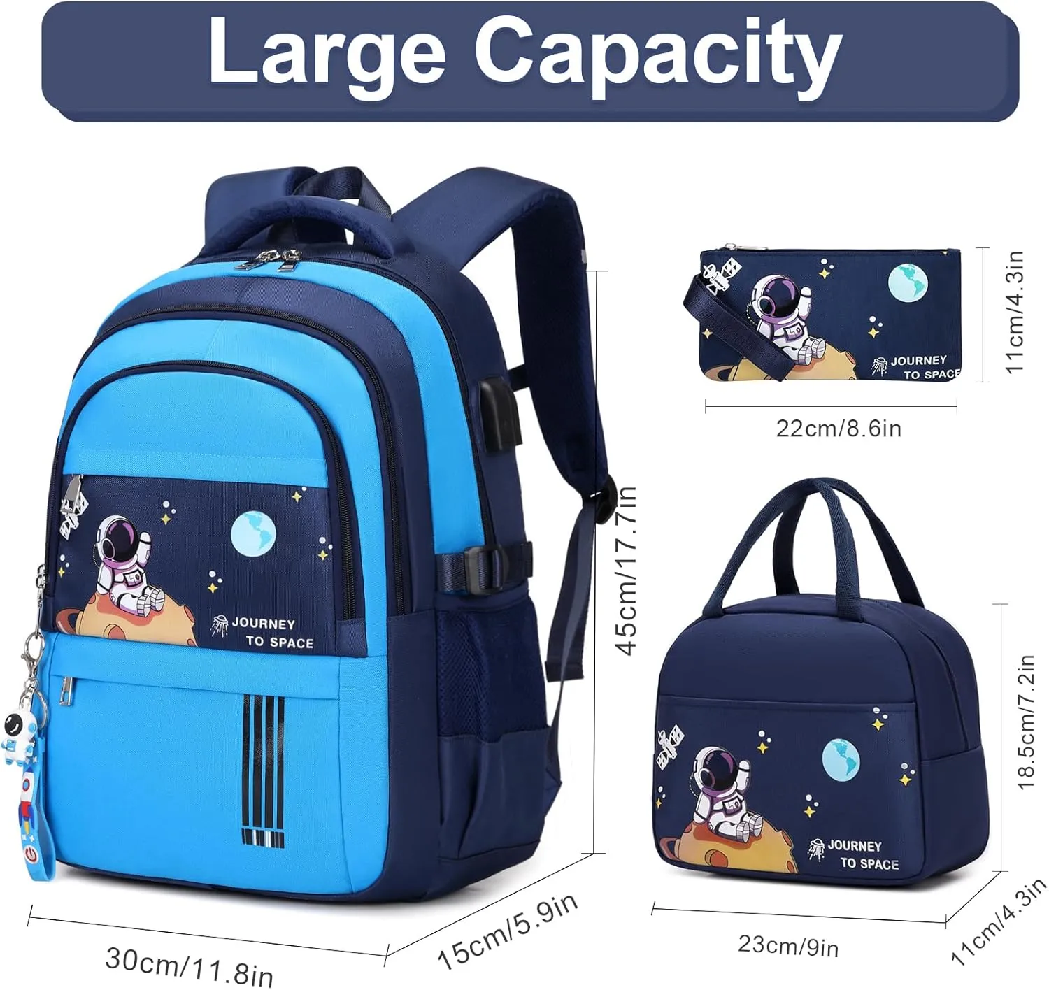 Backpack for Boys - Boy Backpack Schoolbag for Boys Kids Teens Girls Elementary Middle School Bags, Waterproof Lightweight Kids Bookbag Backpacks Casual Daypack with Lunch Bag Set