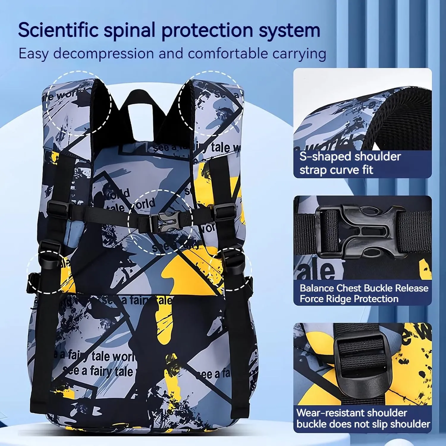 Backpack for Boys School Backpack for Teens Waterproof Lightweight School Bags 6-12 Years Old(Blue)