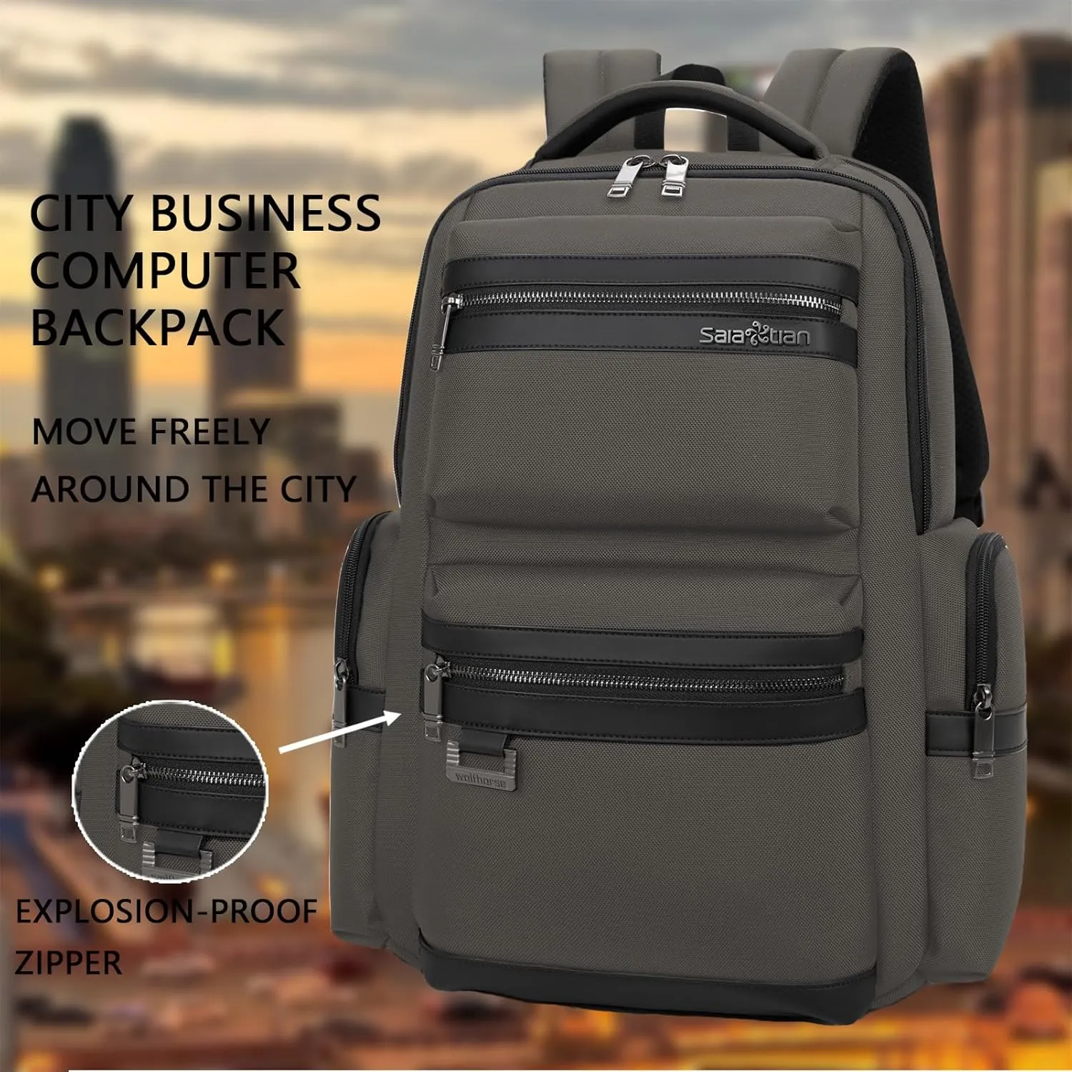 Backpack Multiple Compartmentalized Storage Business Computer Bag,waterproof, for Men & Women, Black (Grey)