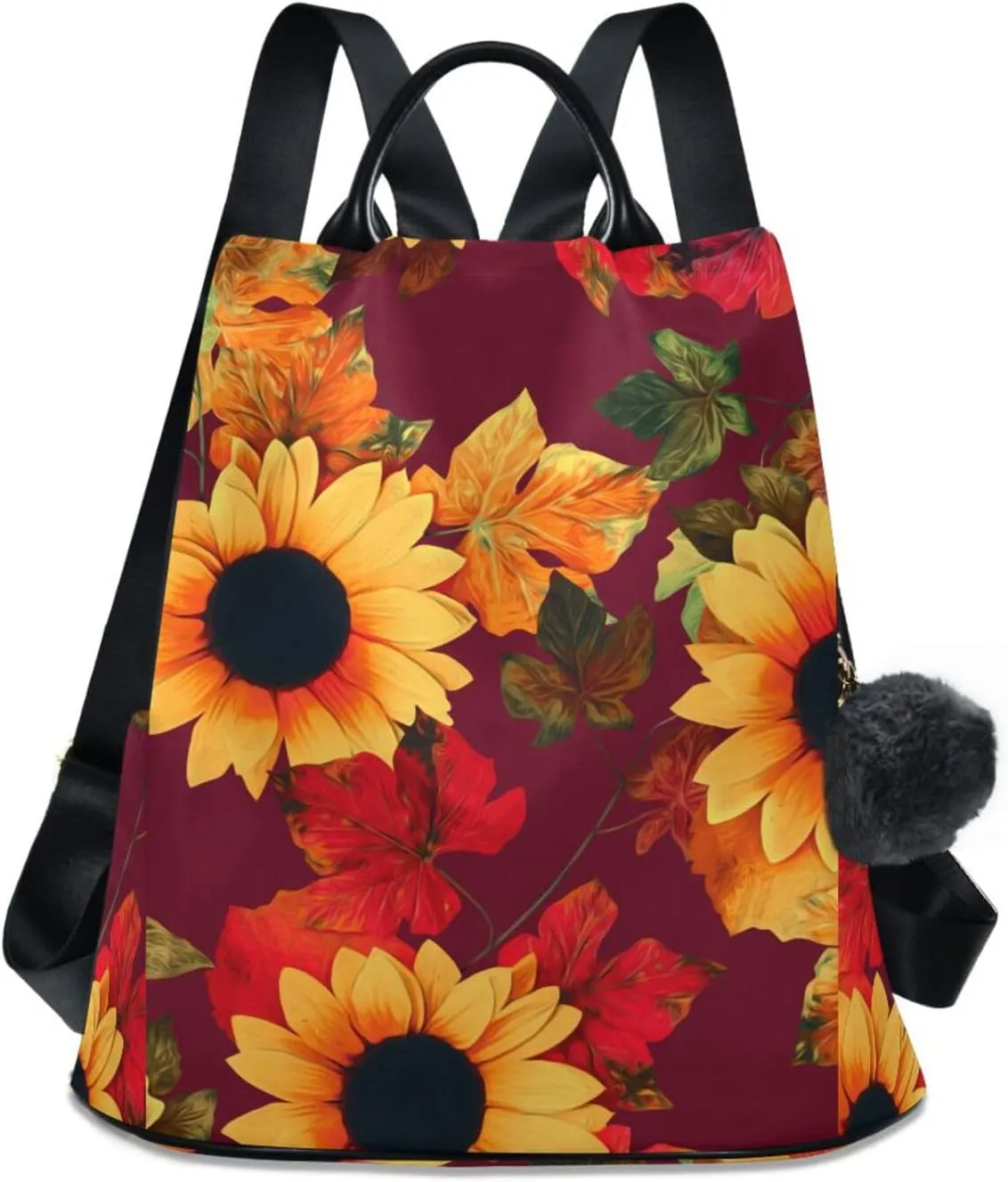 Backpack Purse for Women Anti Theft Fashion Daypack Polyester Travel Bag Crossbody Shoulder Bag Sunflower 13.4 X 5.9 X 15in Pattern 10