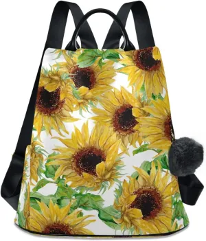 Backpack Purse for Women Anti Theft Fashion Daypack Polyester Travel Bag Crossbody Shoulder Bag Sunflower 13.4 X 5.9 X 15in Pattern 3