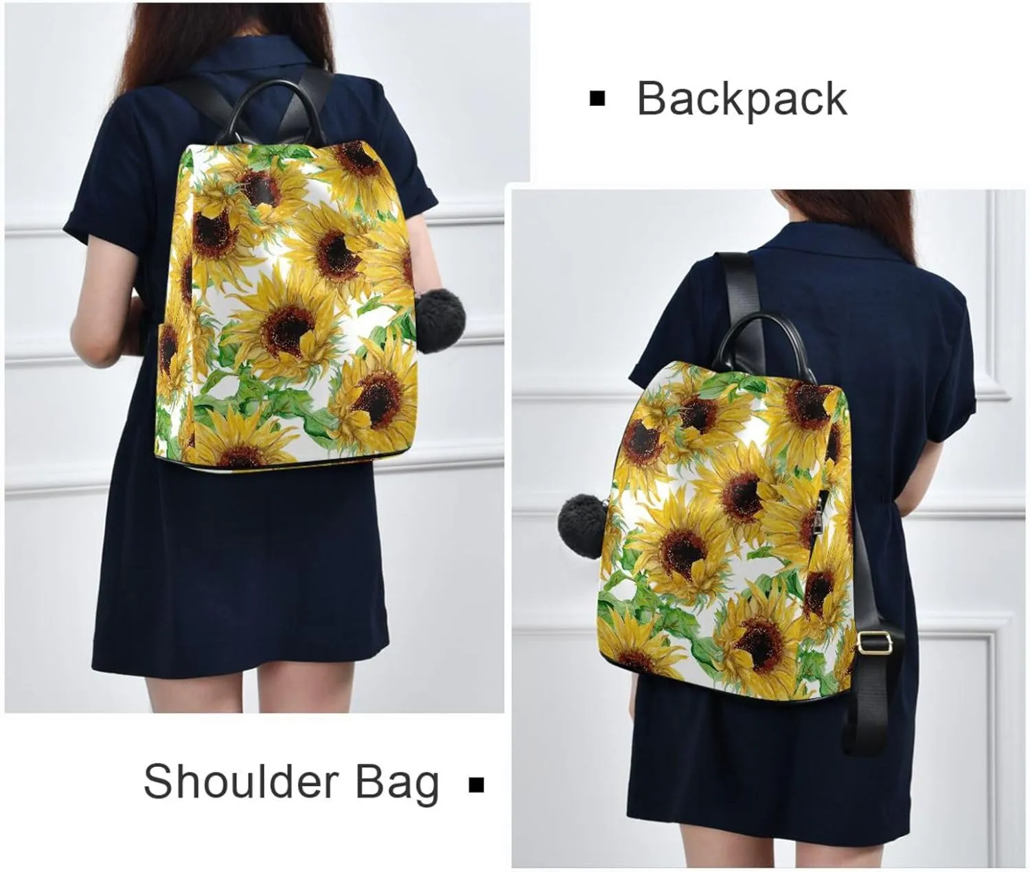 Backpack Purse for Women Anti Theft Fashion Daypack Polyester Travel Bag Crossbody Shoulder Bag Sunflower 13.4 X 5.9 X 15in Pattern 3