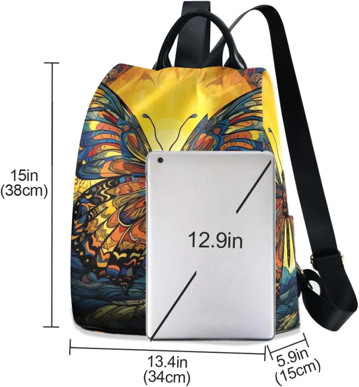 Backpack Purse for Women Anti Theft Fashion Daypack Polyester Travel Bag Shoulder Bag Butterfly 13.4 X 5.9 X 15in Pattern 4