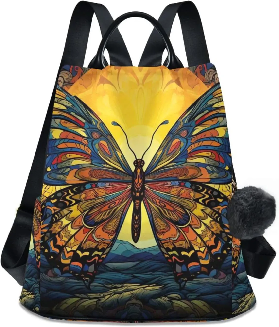 Backpack Purse for Women Anti Theft Fashion Daypack Polyester Travel Bag Shoulder Bag Butterfly 13.4 X 5.9 X 15in Pattern 4