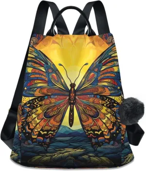 Backpack Purse for Women Anti Theft Fashion Daypack Polyester Travel Bag Shoulder Bag Butterfly 13.4 X 5.9 X 15in Pattern 4