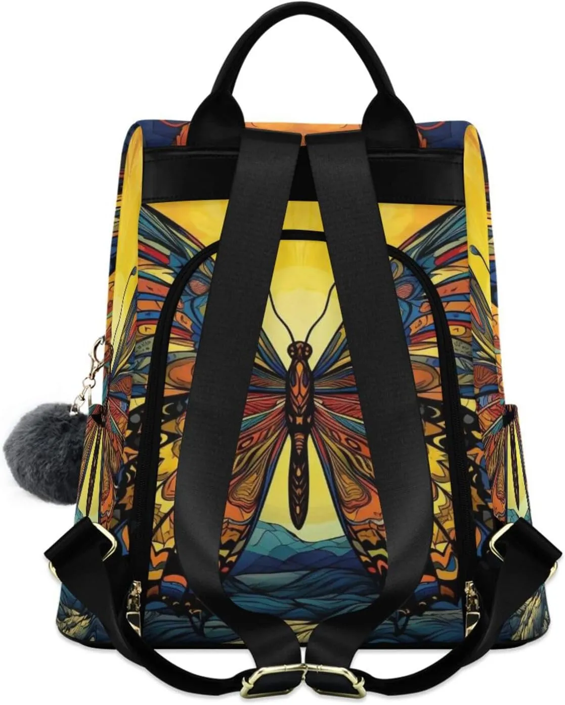 Backpack Purse for Women Anti Theft Fashion Daypack Polyester Travel Bag Shoulder Bag Butterfly 13.4 X 5.9 X 15in Pattern 4
