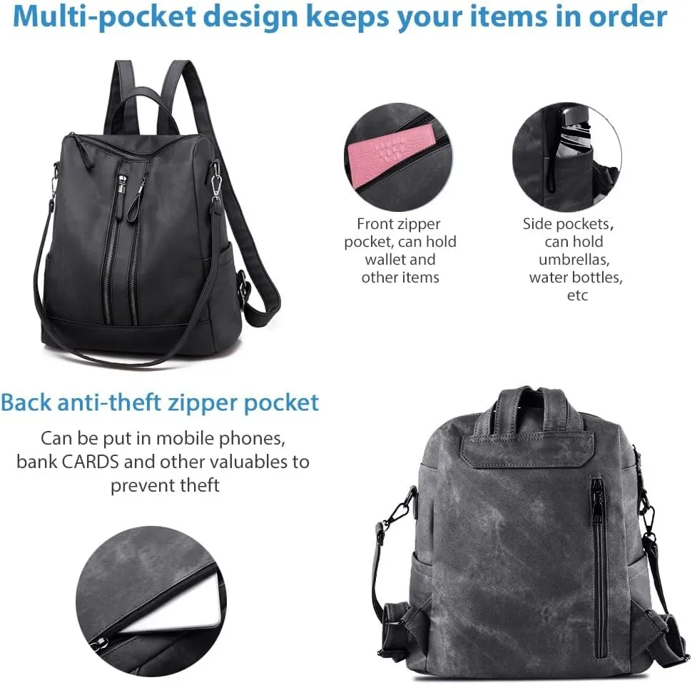 Backpack Purse for Women, Women Backpack Purse Small Leather Waterproof Anti-theft Shoulder Bags Handbags Ladies