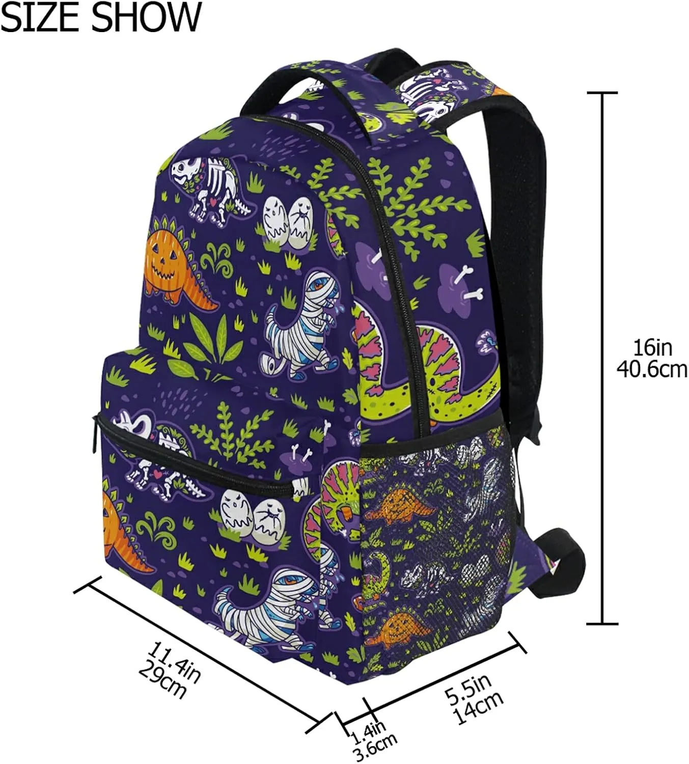 Backpack Travel Halloween Dinosaurs School Bookbags Shoulder Laptop Daypack College Bag for Womens Mens Boys Girls
