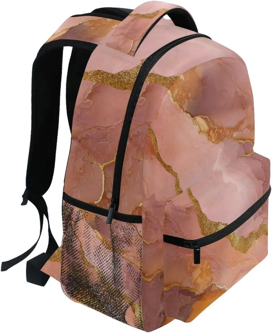 Backpacks for Men Women Waterproof Diaper Bag Backpack with Chest Strap for Travel Trip Marble Terracotta Blush