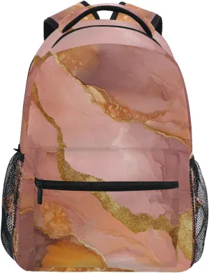 Backpacks for Men Women Waterproof Diaper Bag Backpack with Chest Strap for Travel Trip Marble Terracotta Blush