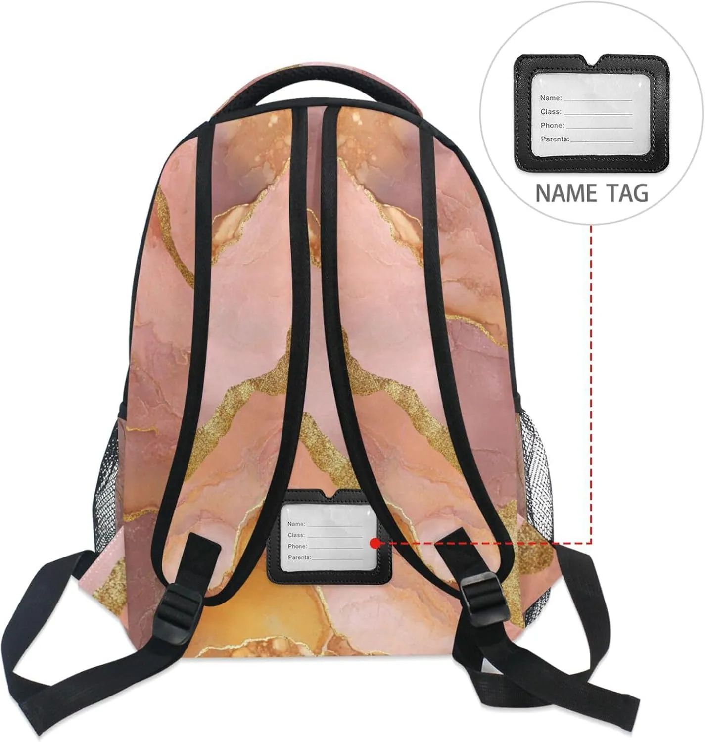 Backpacks for Men Women Waterproof Diaper Bag Backpack with Chest Strap for Travel Trip Marble Terracotta Blush