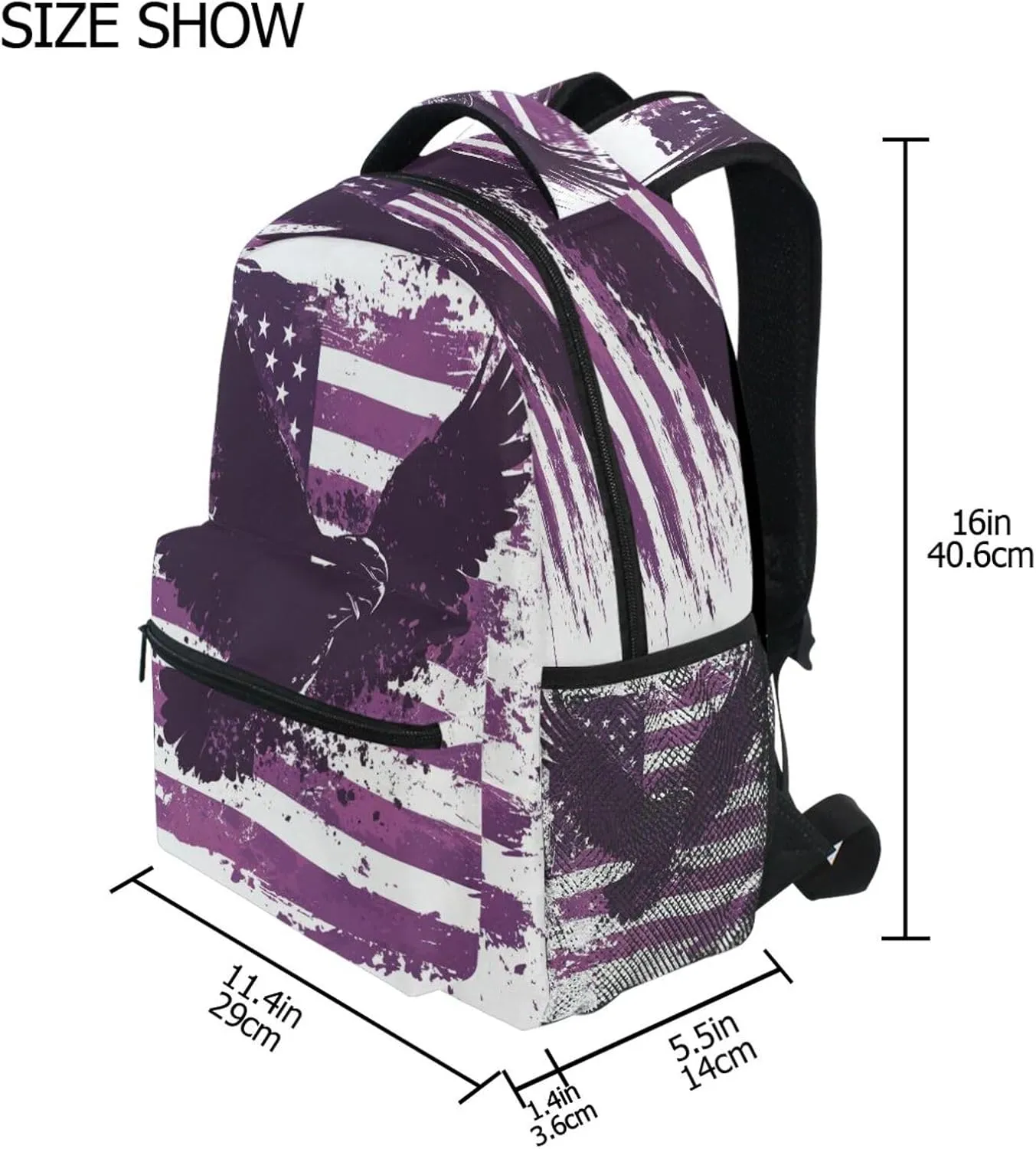 Backpacks for Teacher Nurse Waterproof Personal Backpack with Chest Strap for Business Work College Travel Trip Purple Heart Day bird