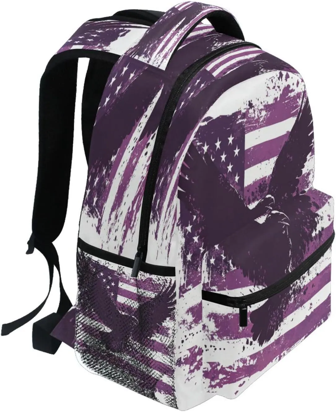 Backpacks for Teacher Nurse Waterproof Personal Backpack with Chest Strap for Business Work College Travel Trip Purple Heart Day bird