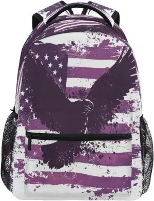 Backpacks for Teacher Nurse Waterproof Personal Backpack with Chest Strap for Business Work College Travel Trip Purple Heart Day bird