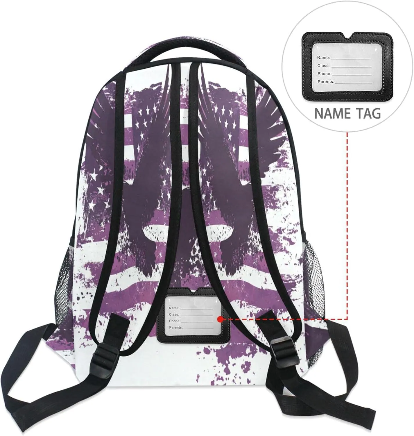 Backpacks for Teacher Nurse Waterproof Personal Backpack with Chest Strap for Business Work College Travel Trip Purple Heart Day bird