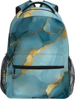 Backpacks for Teacher Nurse Waterproof Sports Backpack with Chest Strap for College Work Marble Grey Turquoise