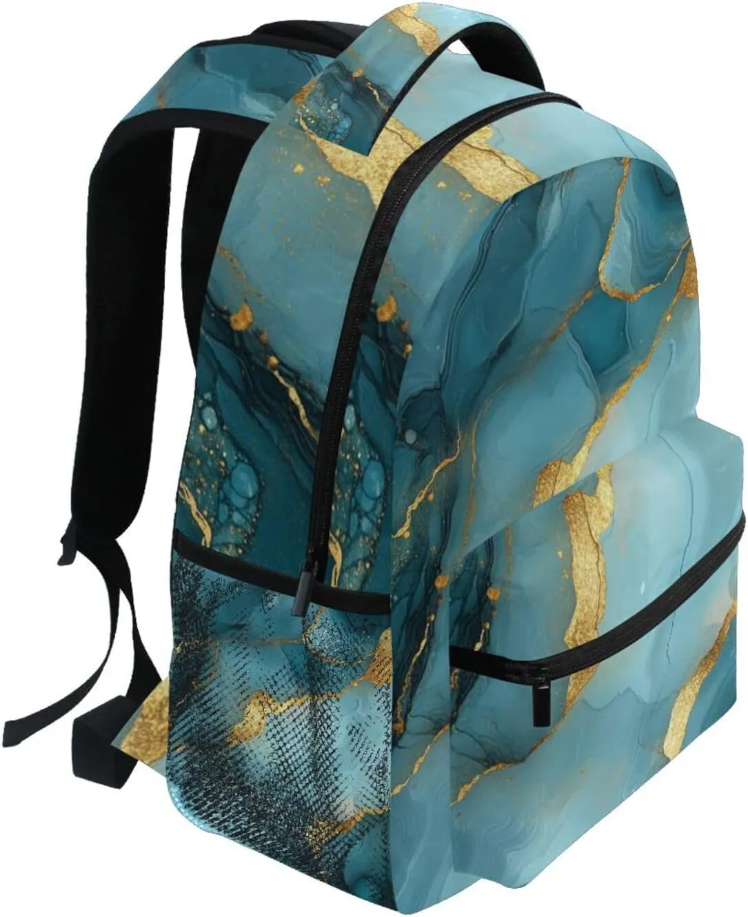 Backpacks for Teacher Nurse Waterproof Sports Backpack with Chest Strap for College Work Marble Grey Turquoise