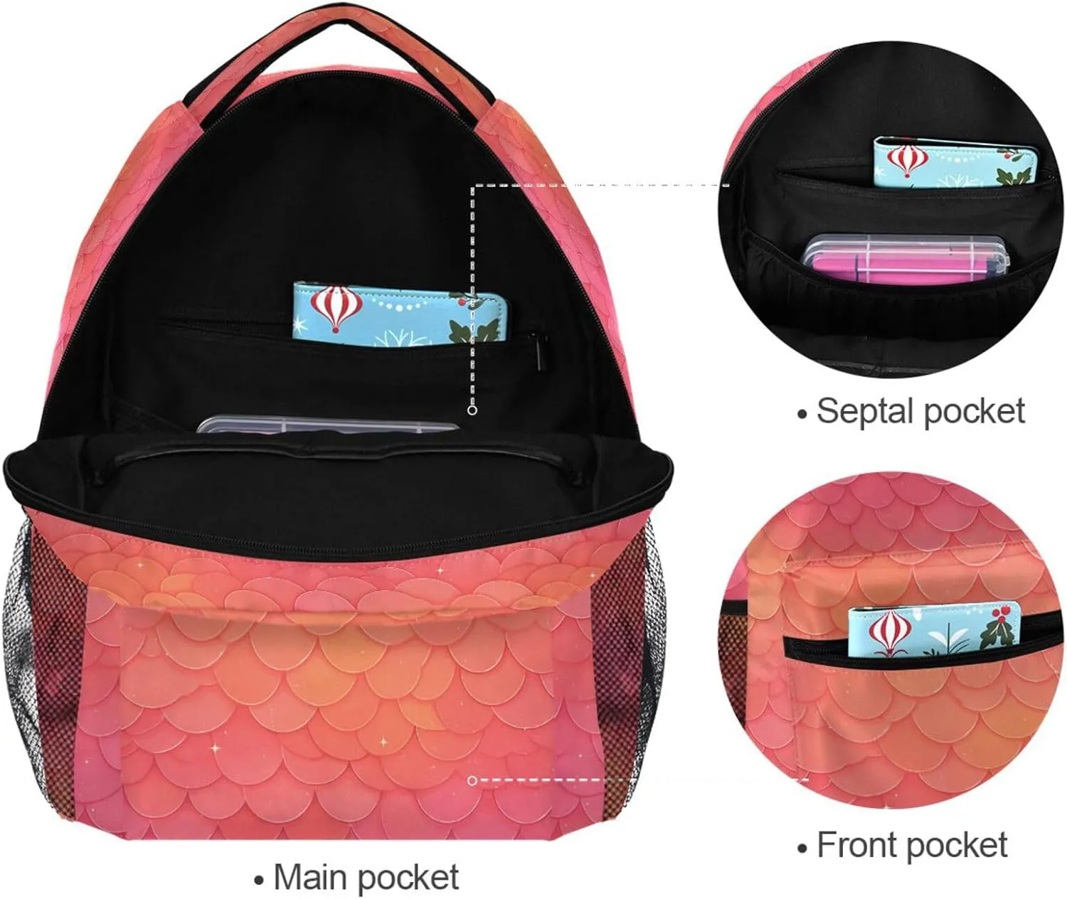 Backpacks for Teenager Waterproof Diaper Bag Backpack with Chest Strap for Business Work College Travel Trip Hotpink Scales Shimmering